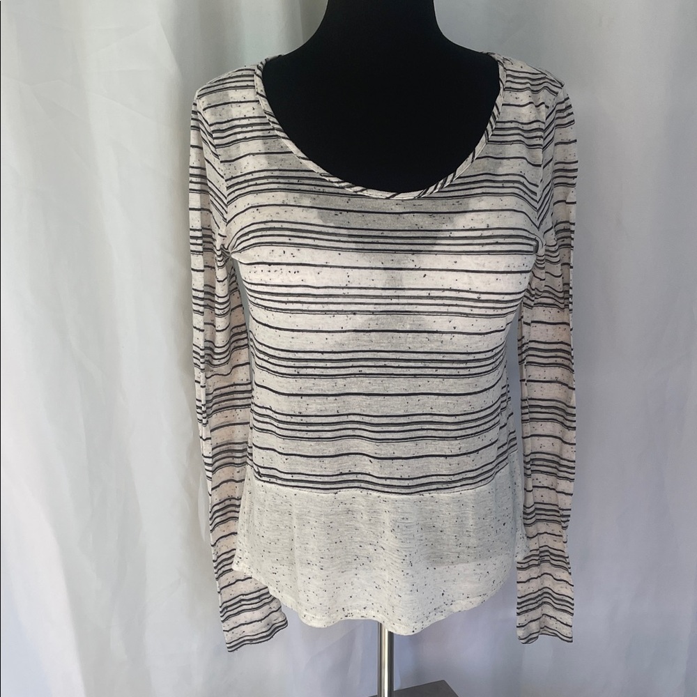 Olive & Oak Black and White Striped Long Sleeve Top Size Small